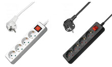 Afbeelding in Gallery-weergave laden, Stekkerdoos 4-voudig met schakelaar zwart of wit