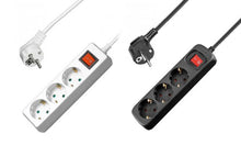 Afbeelding in Gallery-weergave laden, Stekkerdoos 3-voudig met schakelaar zwart of wit